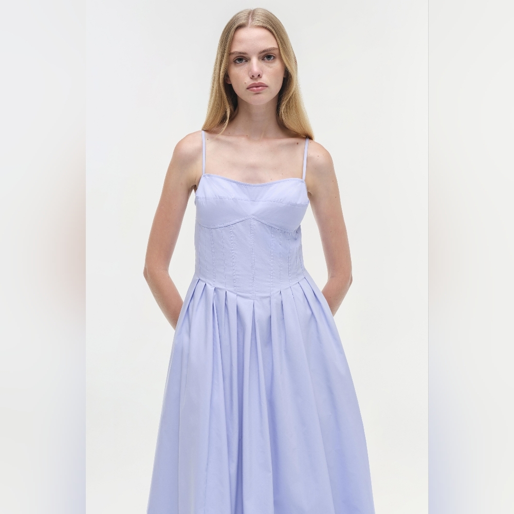 SIMKHAI Kittiya Poplin Fit & Flare Midi Dress - Picture 2 of 14
